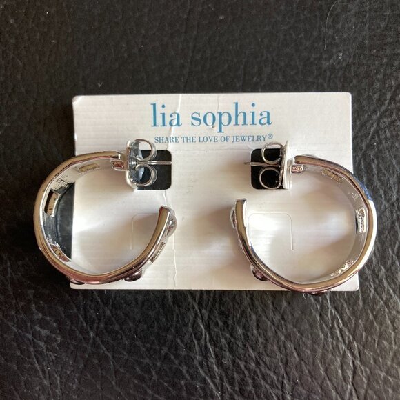 Women's Lia Sophia Silver Toned Hoop Earrings - Picture 1 of 4